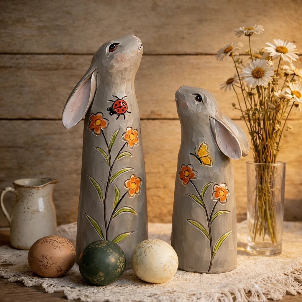 š„Easter Hot Sale 49% OFF -Hand-Painted Spring Bunny Figurines