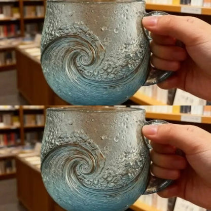 🎄Christmas Best Gifts🔥Unique Handcrafted Sea Glass Ocean Wave Mug🎁Free Gifts