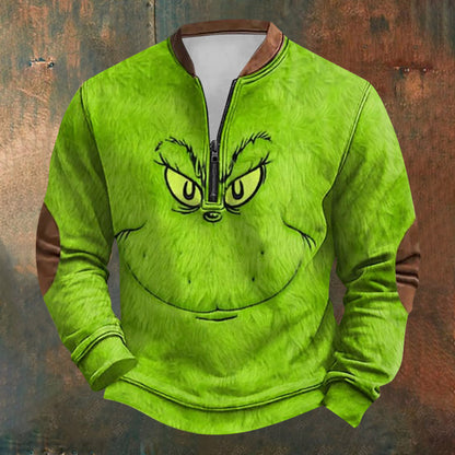 Unisex Long Sleeve Half-zip Crew Neck Sweatshirt - Random Style