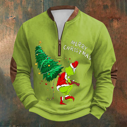 Unisex Long Sleeve Half-zip Crew Neck Sweatshirt - Random Style