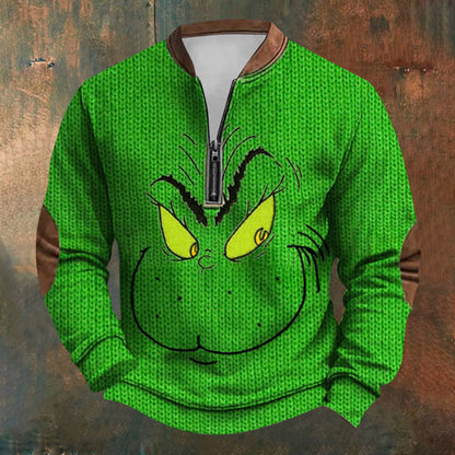 Unisex Long Sleeve Half-zip Crew Neck Sweatshirt - Random Style