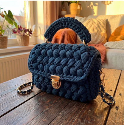 🧶 Handmade by Marcus: Signature Handwoven Crochet Bag – Luxury Artisan Craftsmanship with Gold Accents – Unique Gift for Her ✨