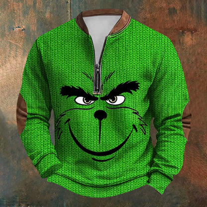 Unisex Long Sleeve Half-zip Crew Neck Sweatshirt - Random Style