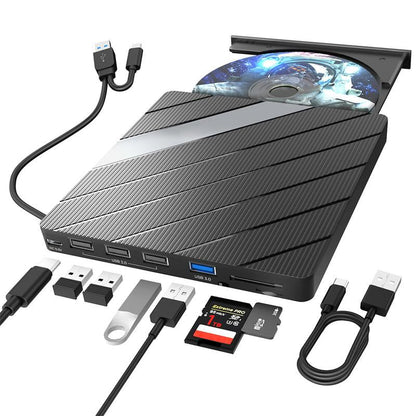 🔥Hot Sale 49% OFF🏆Laptop DVD Player USB C 3.0 Portable CD Burner with SD/TF Card Slot & 3 USB Ports Compatible with Mac, Windows, Linux