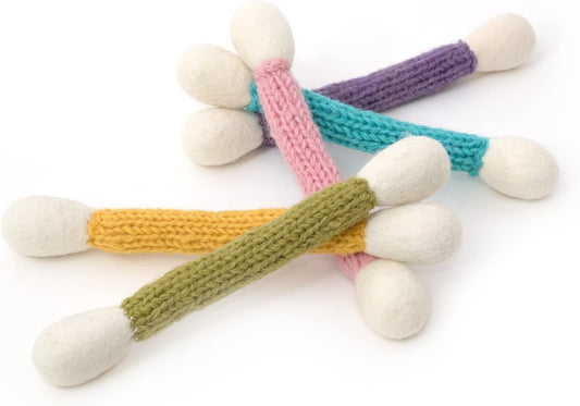 Glaciart One Swabs Cat Toys with Catnip - 6 PCS | Cute Cat Toys for Interaction, Exercise, & Play | Filled w/Organic Catnip for Anxiety & as Digestive Aid | Gift Idea