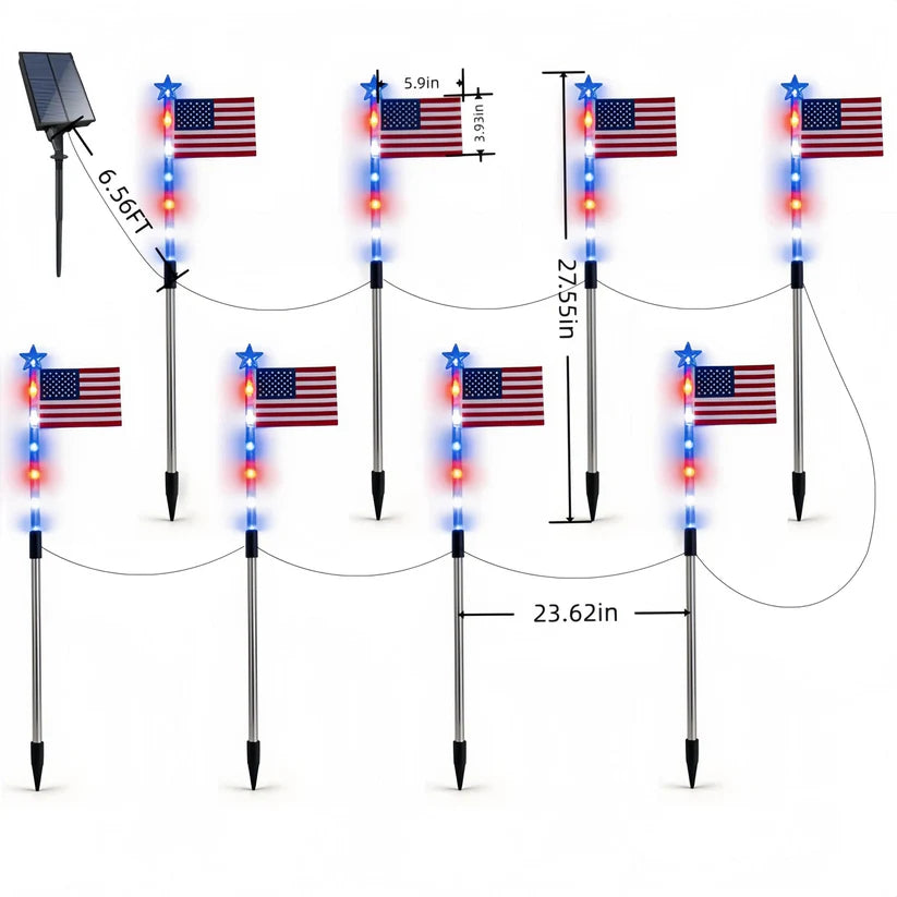 🔥Last Day 49% OFF -🔥MADE IN USA-8-Piece Flag Light Set🔥 – 4th of July Decorations✨