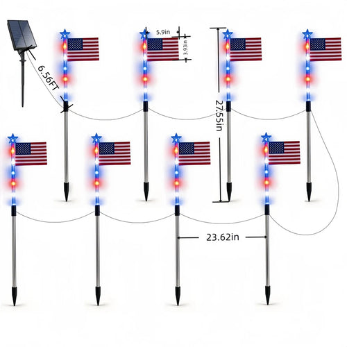 🔥Last Day 49% OFF -🔥MADE IN USA-8-Piece Flag Light Set🔥 – 4th of July Decorations✨