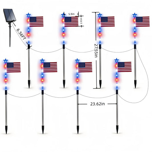🔥Last Day 49% OFF -🔥MADE IN USA-8-Piece Flag Light Set🔥 – 4th of July Decorations✨