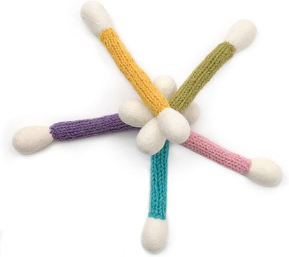 Glaciart One Swabs Cat Toys with Catnip - 6 PCS | Cute Cat Toys for Interaction, Exercise, & Play | Filled w/Organic Catnip for Anxiety & as Digestive Aid | Gift Idea