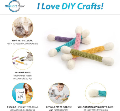 Glaciart One Swabs Cat Toys with Catnip - 6 PCS | Cute Cat Toys for Interaction, Exercise, & Play | Filled w/Organic Catnip for Anxiety & as Digestive Aid | Gift Idea