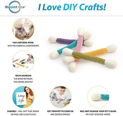 Glaciart One Swabs Cat Toys with Catnip - 6 PCS | Cute Cat Toys for Interaction, Exercise, & Play | Filled w/Organic Catnip for Anxiety & as Digestive Aid | Gift Idea