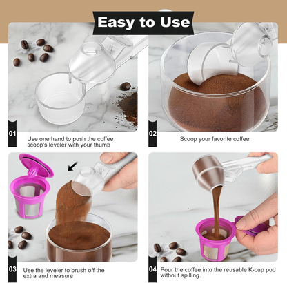 🎯 Coffee Scoop with Funnel – 2-Tbsp Measuring Spoon for K-Cup Pods, Ground Coffee & Protein Powder
