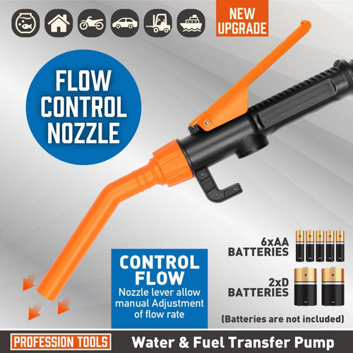 Cordless Fuel Transfer Pump Compatible with DeWalt 20V & Milwaukee 18V Batteries