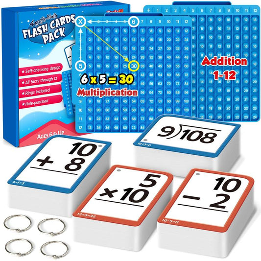 Math Flash Cards + Math Board, Math fidget toys,Times Table Chart, POP Fidget chart,Math Manipulatives Division, Addition, Subtraction Math Games
