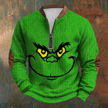 Unisex Long Sleeve Half-zip Crew Neck Sweatshirt - Random Style