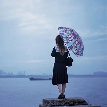 🏆 50K+ SOLD!🔥Vintage Stained Glass Automatic Umbrella