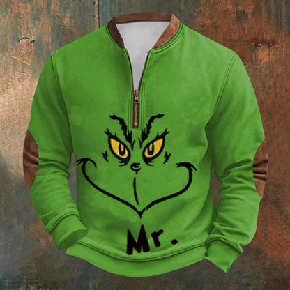 Unisex Long Sleeve Half-zip Crew Neck Sweatshirt - Random Style