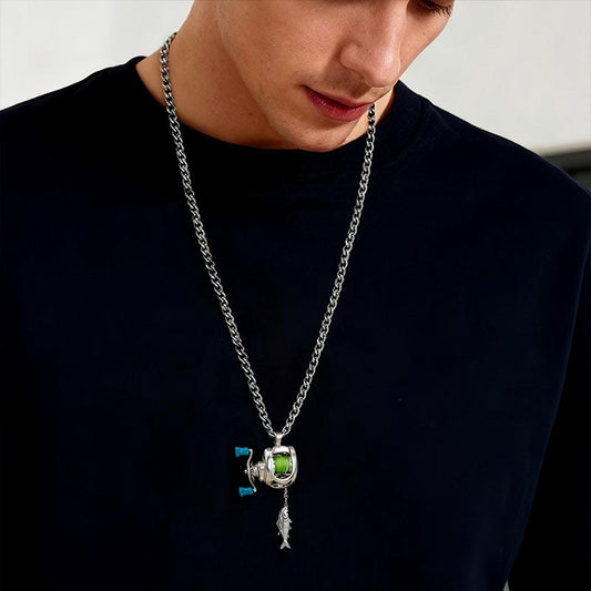 🎁Hot Sales Promotion 49% OFF🔥🎣Rotating Mini Fishing Reel Necklace