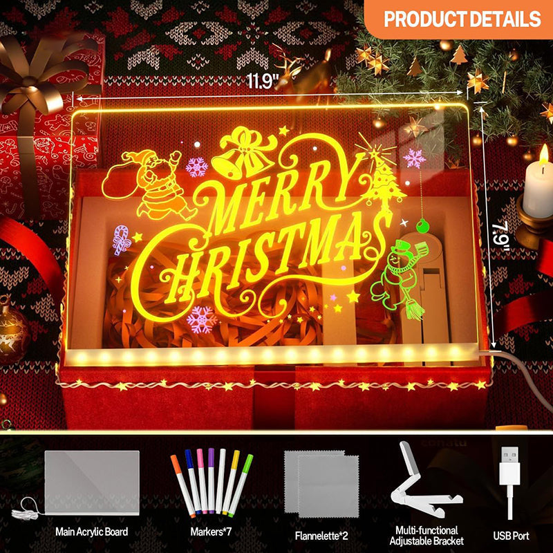 🎄The Best Christmas Gift for Kids🎄Acrylic Dry Erase Neon Art Board with Markers