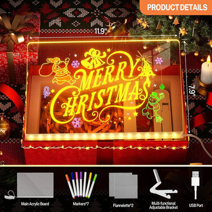 🎄The Best Christmas Gift for Kids🎄Acrylic Dry Erase Neon Art Board with Markers
