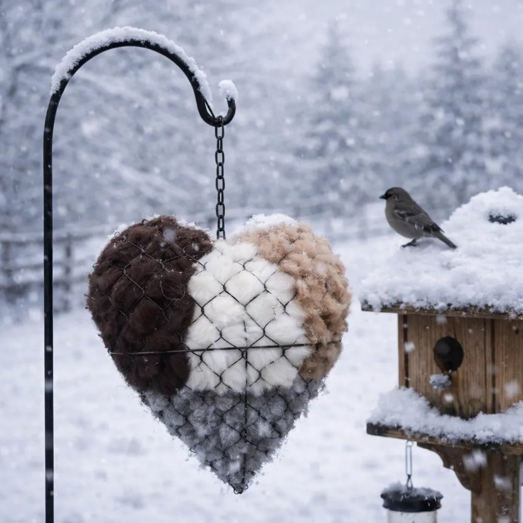 🕊️🕊️ Handmade Alpaca Fiber Bird Nesting Heart🕊️🕊️