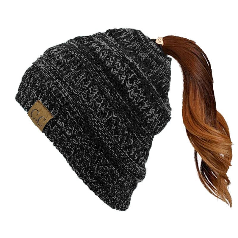 🎅Christmas Sale🎅Women's Ponytail Beanie – Chic & Cozy Cable Knit Hat for Fall and Winter, with Adjustable High Ponytail Opening