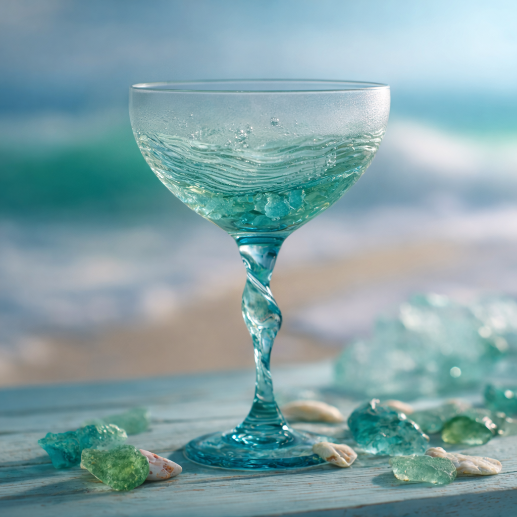 🌊🍷 Ocean Wave Sea Glass Wine Glass🌊