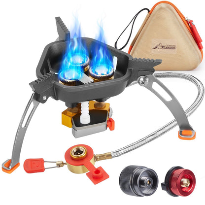 🔥LAST DAY 57% OFF🌟9900W/12800W Windproof Camping Stove, Camping Gas Stove with Piezo Ignition