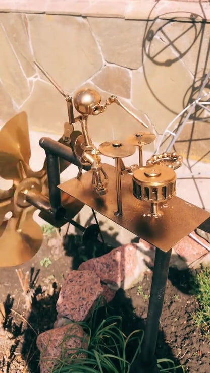 Handmade Metal Rock Band Windmill🎁(Includes a 70cm bracket)