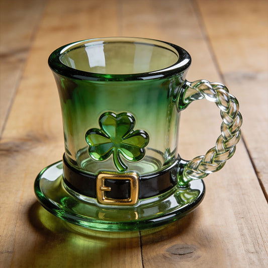 🏆35K+ SOLD!💥St. Patrick’s Day Leprechaun Hat Glass Mug