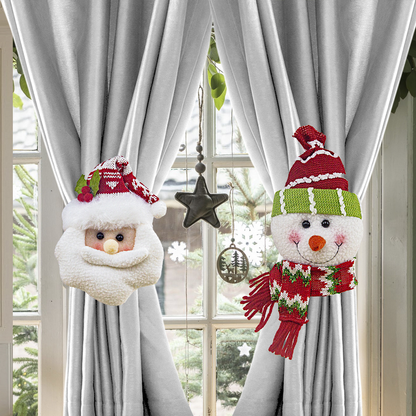 🎅 Last 70% discount Santa Claus Snowman Curtain