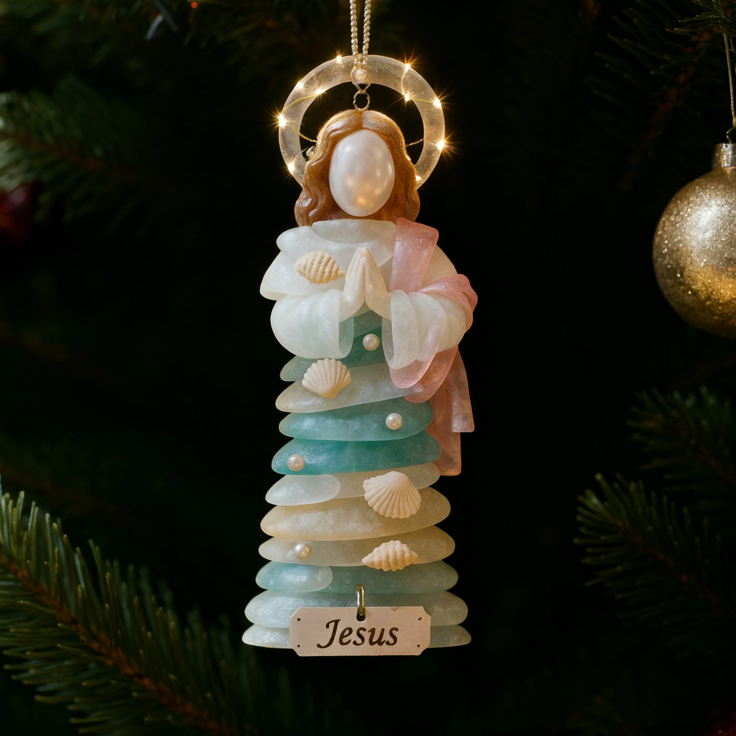 🎄Christmas Hot Sale 49% Off -💝Handmade Radiant Sea-Glass Jesus Ornament
