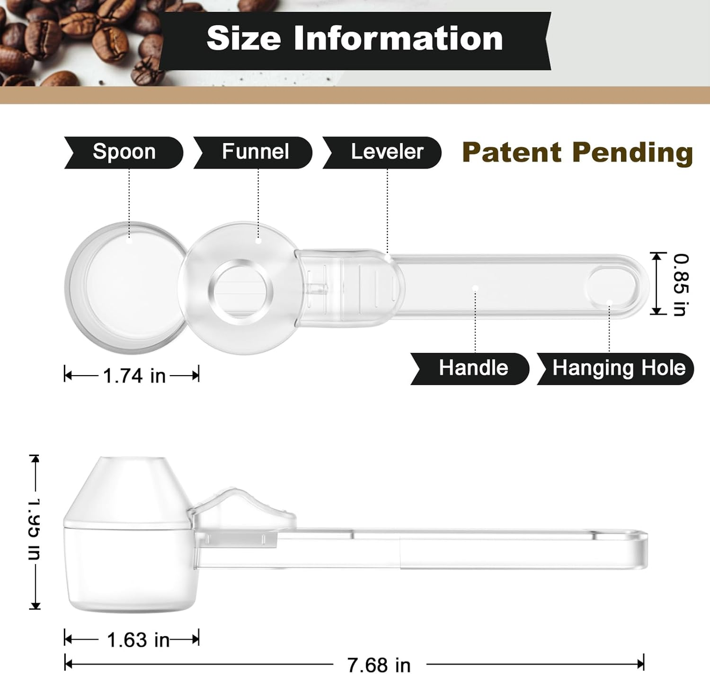 🎯 Coffee Scoop with Funnel – 2-Tbsp Measuring Spoon for K-Cup Pods, Ground Coffee & Protein Powder