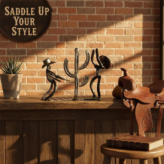 Western Cowboy & Cactus Wine Bottle Holder