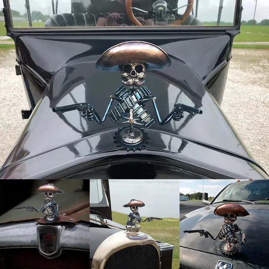 ⚡ Cowboy Skull Gunslinger Resin Hood Ornament-This isn’t just decoration — it’s a bold statement of strength and individuality. Whether on the road or parked at home, make your ride unforgettable.