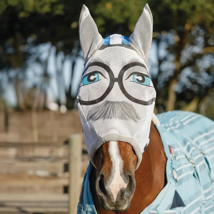 🏆 50K+ SOLD (Horse Lovers)🐴Dura-Mesh Grandpa Fly Mask with Funny Pattern Horse Fly Mask