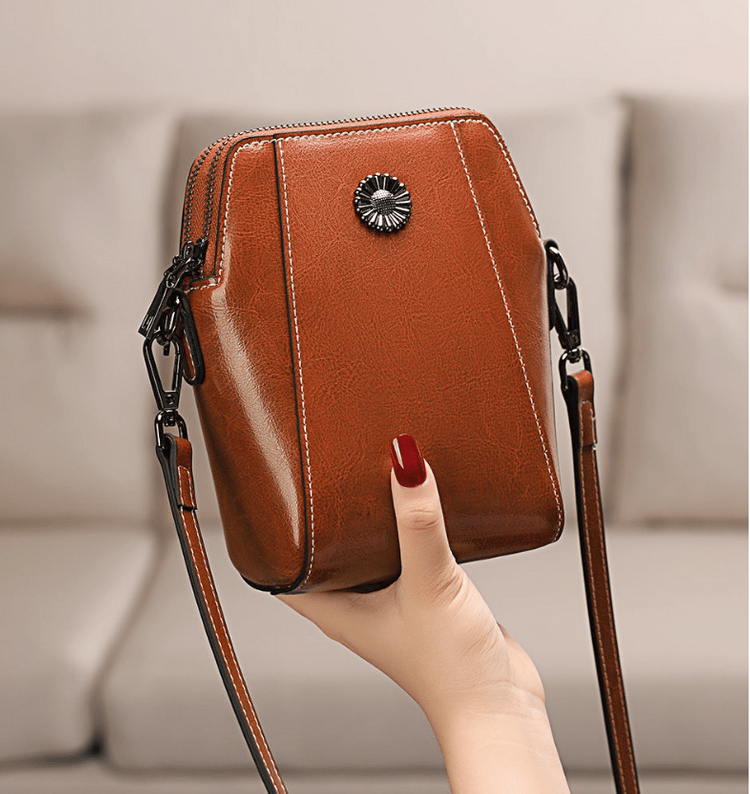 Women's soft leather mobile phone bag messenger bag