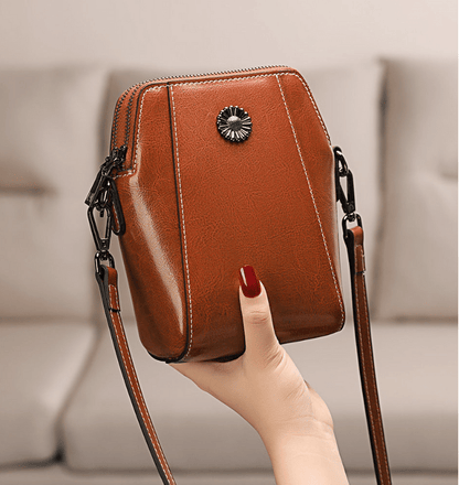 Women's soft leather mobile phone bag messenger bag
