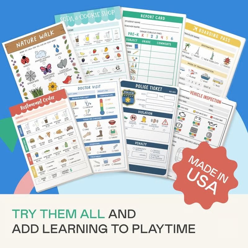 🔥Last Day 49% OFF - 🥳 Pretend Play Notepads | 2-Pack | 40 Pages Each ✨