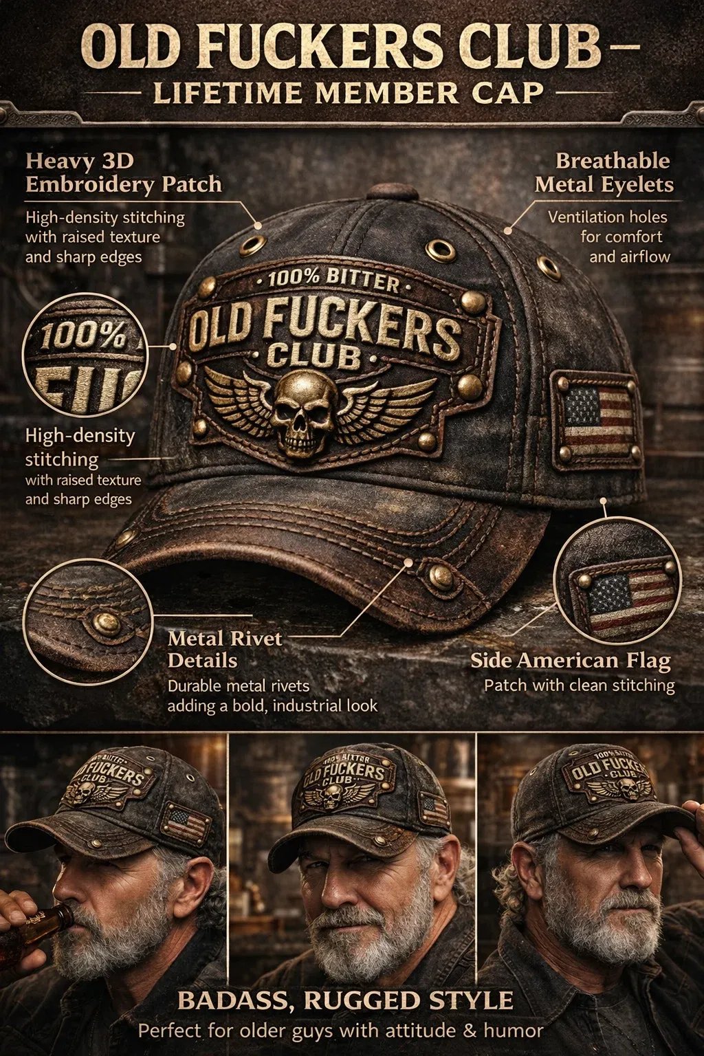 ❤️Old Fuckers Club-Vintage Baseball Cap🎁