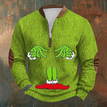 Unisex Long Sleeve Half-zip Crew Neck Sweatshirt - Random Style