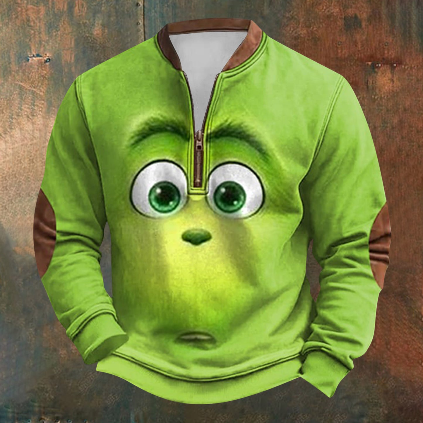 Unisex Long Sleeve Half-zip Crew Neck Sweatshirt - Random Style