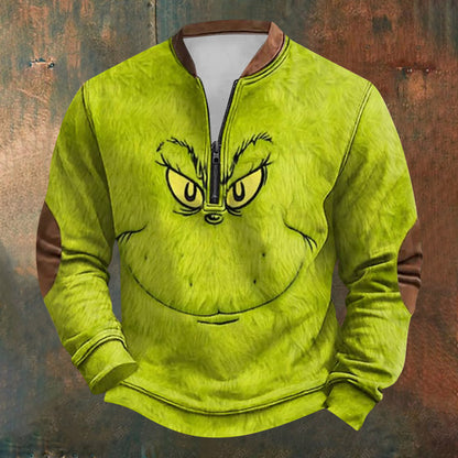 Unisex Long Sleeve Half-zip Crew Neck Sweatshirt - Random Style