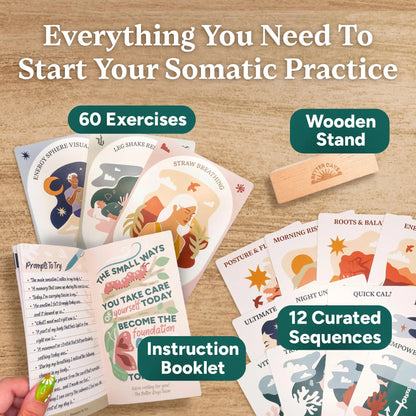 🌿60 Somatic Therapy Exercise Cards🧠Your Nervous System Reset for Daily Calm 🥳📖 Step-by-Step Guidance - Beginner Friendly