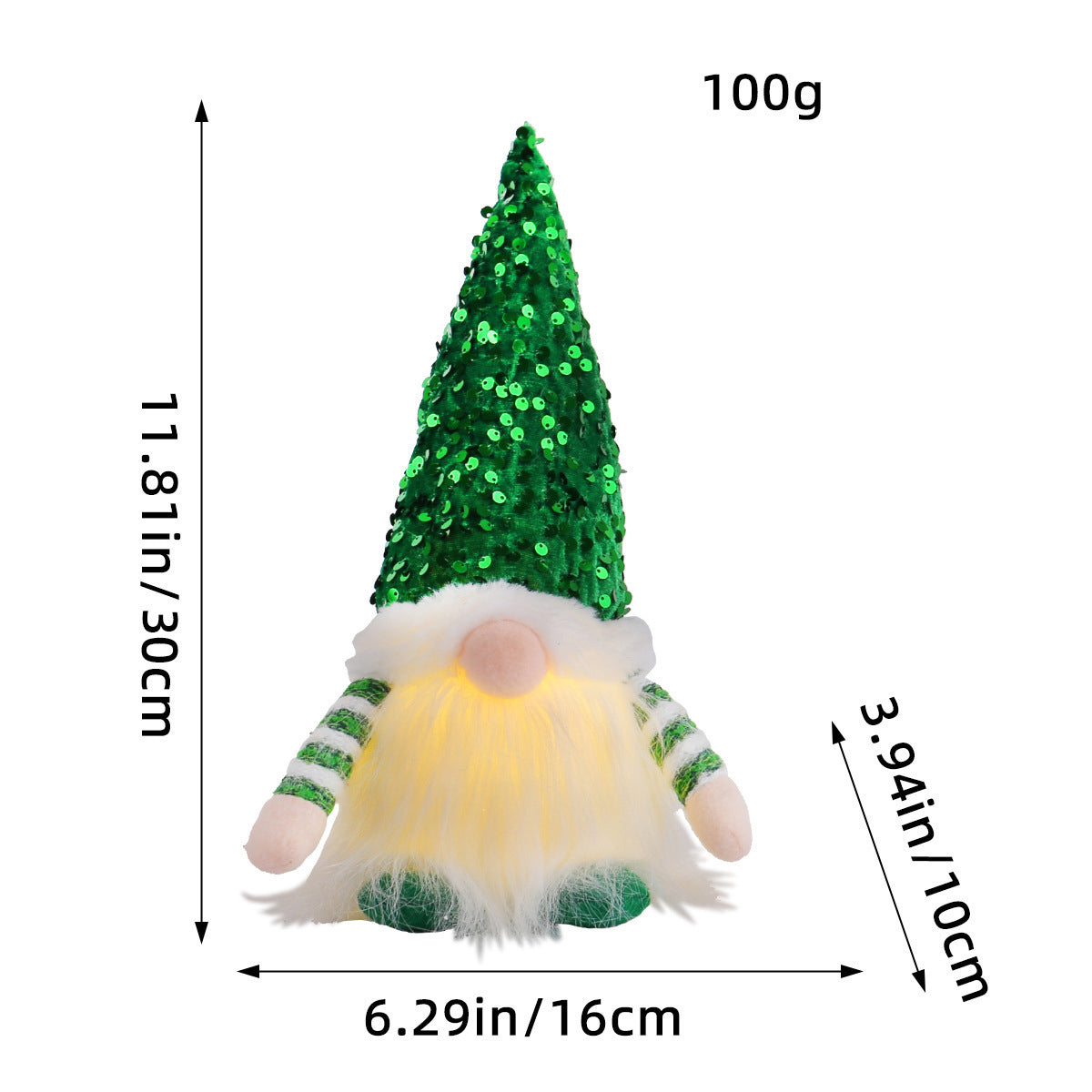 green sequined hat light-up doll