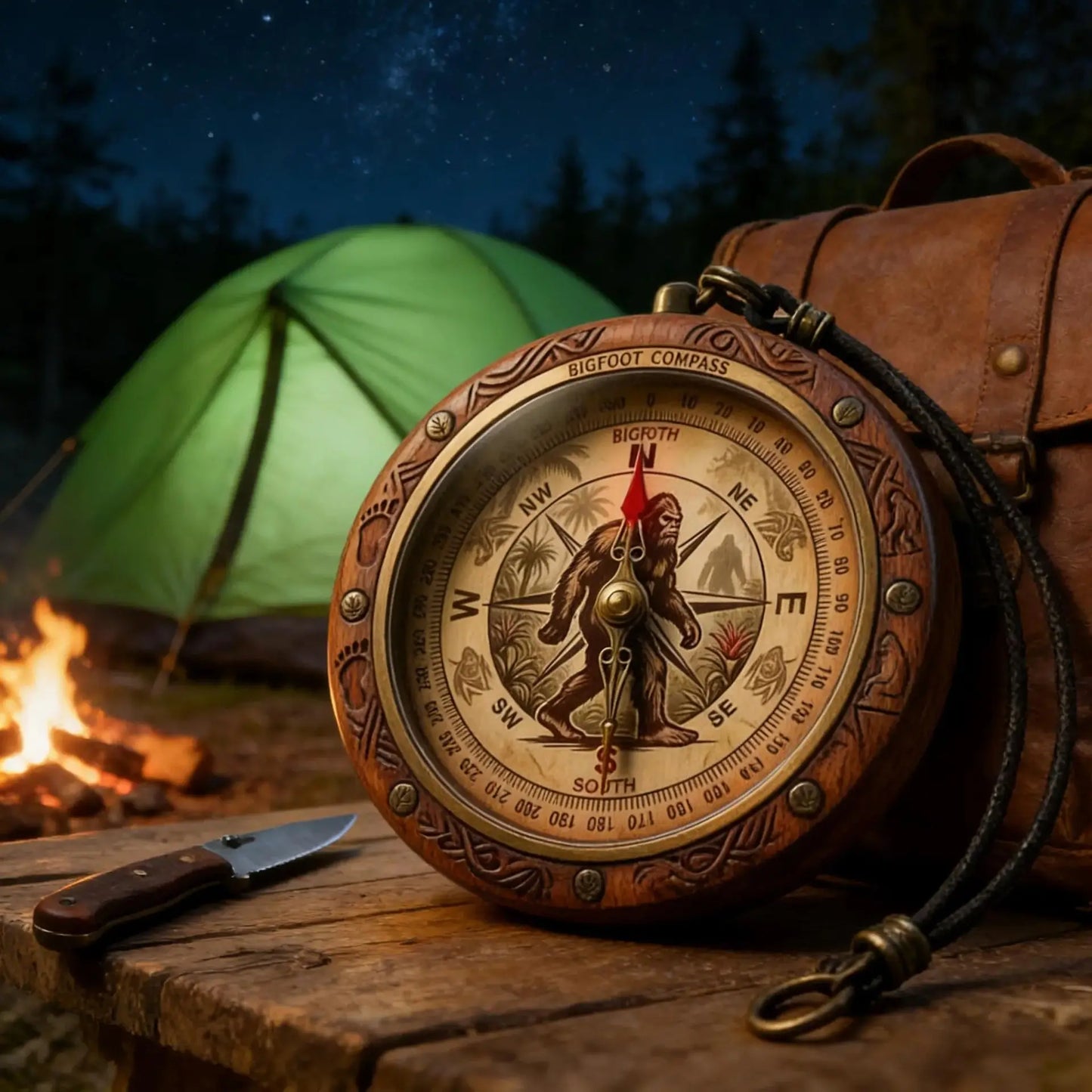 🌲Last Day Promo: 49% OFF 🧭 Bigfoot Adventure Compass – Sasquatch Explorer Gift for Men, Camping & Hiking Gear