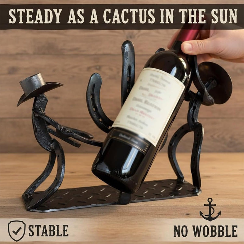 Western Cowboy & Cactus Wine Bottle Holder