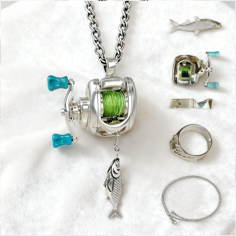 🎁Hot Sales Promotion 49% OFF🔥🎣Rotating Mini Fishing Reel Necklace