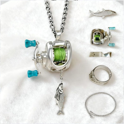 🎁Hot Sales Promotion 49% OFF🔥🎣Rotating Mini Fishing Reel Necklace
