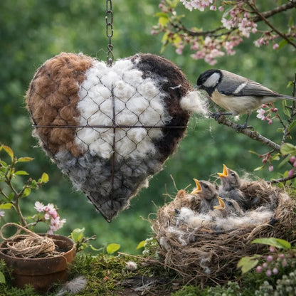 🕊️🕊️ Handmade Alpaca Fiber Bird Nesting Heart🕊️🕊️
